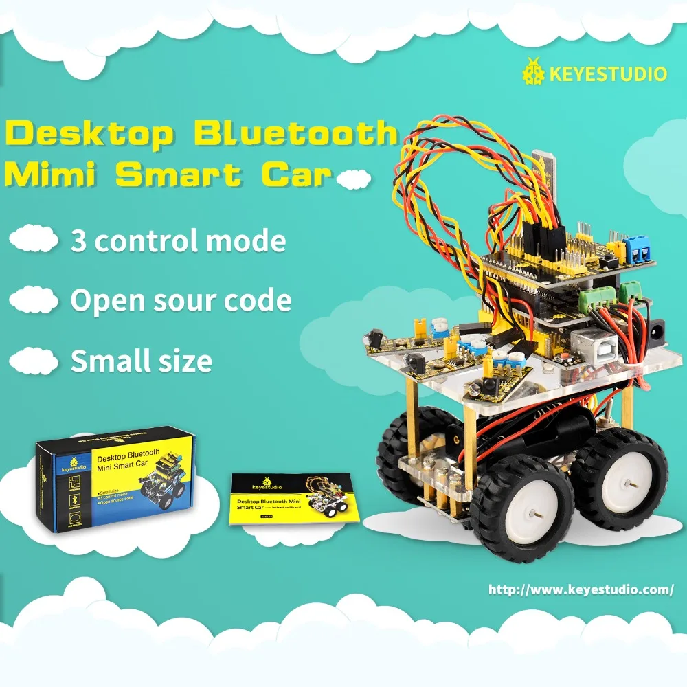 Keyestudio High Quality Desktop Bluetooth Mini Smart Car DIY Kit for Arduino