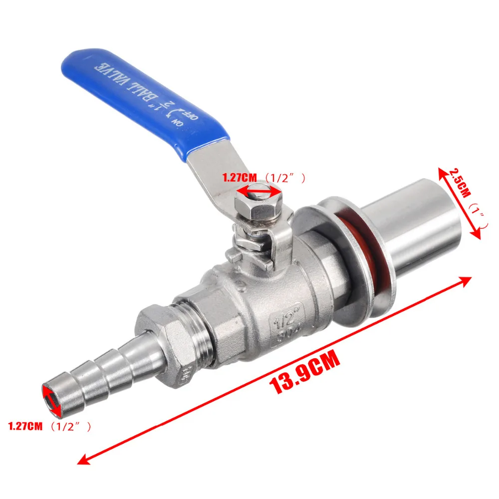 1 Набор безшовных шаровых клапанов из нержавеющей стали 1/2 дюймов, Безшовные трубы, компактный чайник для домашнего пивоварения, шаровой клапан, аксессуары