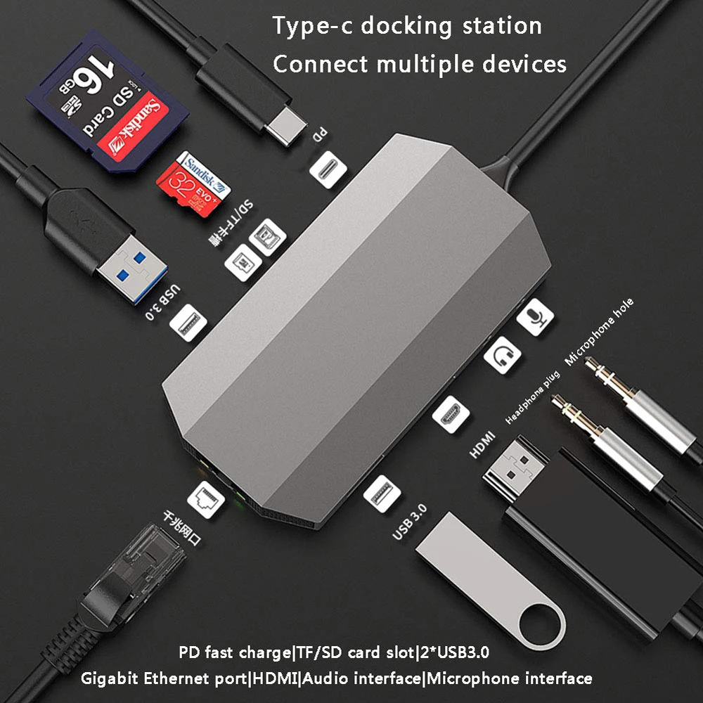 Dex Station para Samsung Nota 8 S8 S9 S8 + USB tipo C HUB de Audio Thunderbolt 3 adaptador con 4 K HDMI 1000 M Ethernet para el MacBook Pro - 2