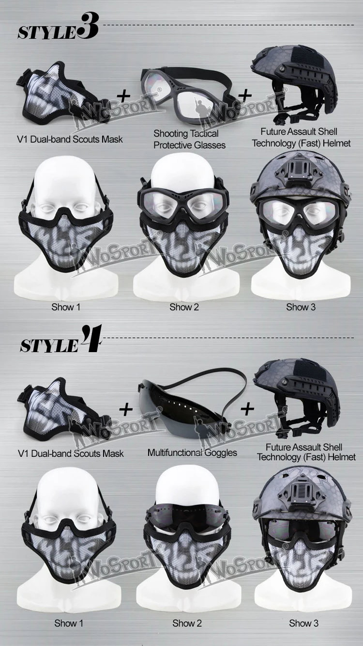 military airsoft AR 15 tactical paintball accessories protective V1 half face dual-band scouts mask for hunting HT16-001A (14)