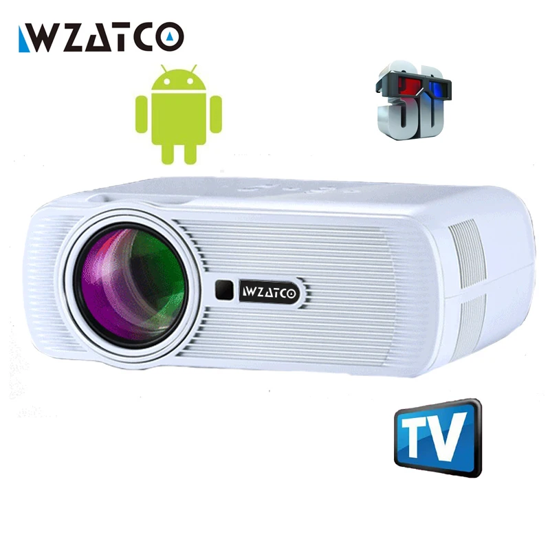 WZATCO 1800lm Portable Pico LED mini HDMI Video Game TV Android 4.4 WIFI Projector Pocket Home Cinema Projetor Proyector Beamer