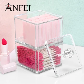

Transparent 2 layer Cotton Swab Storage Holder Cosmetic Makeup Case Jewelry Cosmetic Organizer Box C55
