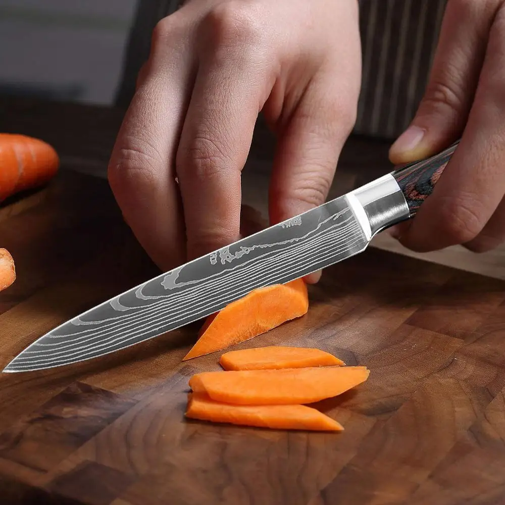 XITUO Универсальный нож 5 дюймов из нержавеющей стали острые ножи для очистки овощей Лазерная Дамасская модель кухонные ножи для стейка Новые