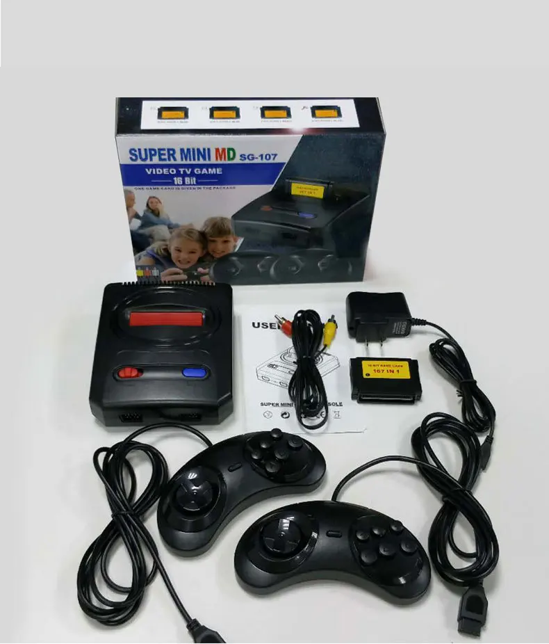 Может использовать игровую карту супер мини 16 бит MD16 SG-107 AV out Семейные игры ТВ Видео игровая консоль бесплатно 16 бит 167 sega игры
