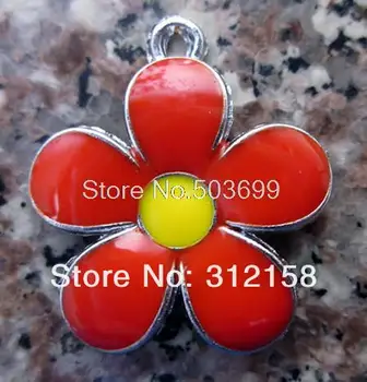 

S7898q87! Wholesale 100Pcs/Lots DIY Alloy Enamel lovely RED sunflower Charms Metal Charms