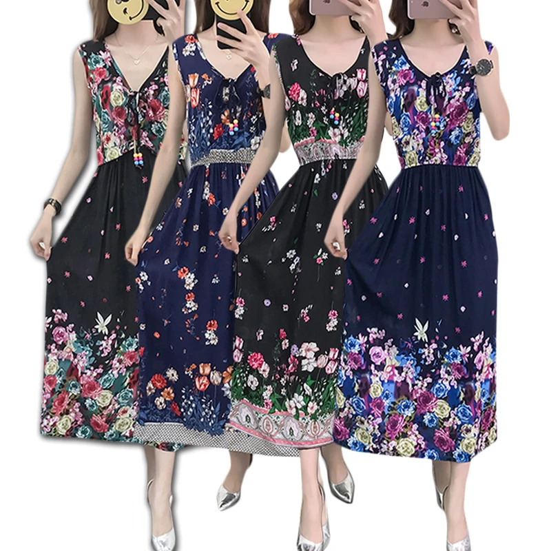

2019 Spring Bohemian Vintage Women Dress Beach Boho Long Dresses Female Vintage Floral Maxi Sexy White Plue Size Dress Vestido