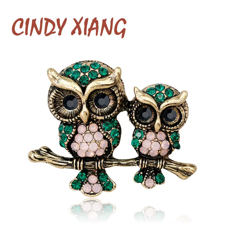

CINDY XIANG Rhinestone Owl Brooch Mam and Kids Bird Brooches Women Men Jewelry Suit T-shit Accessories Summer Style New 2018