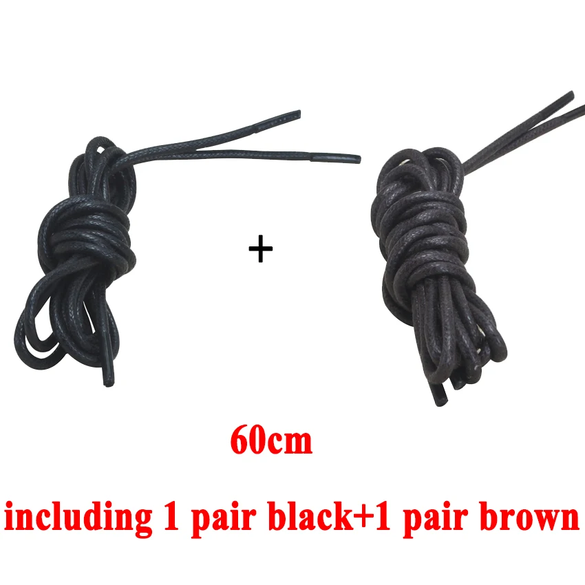 black and brown 2 пары, высокое качество, длина 60 см, мужская и женская кожаная обувь, шнурки, круглый тонкий трос, черные шнурки - Цвет: black and brown