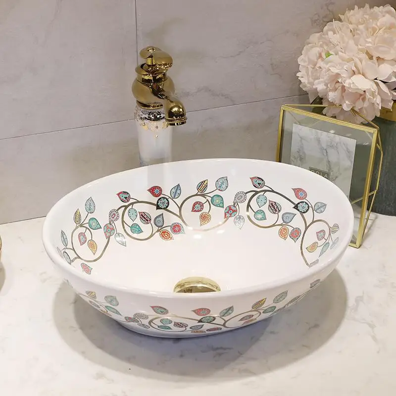 29 см маленький размер Цзиндэчжэнь керамический стол раковина чаша художественная керамическая раковина ванная раковина - Цвет: design 6 only sink
