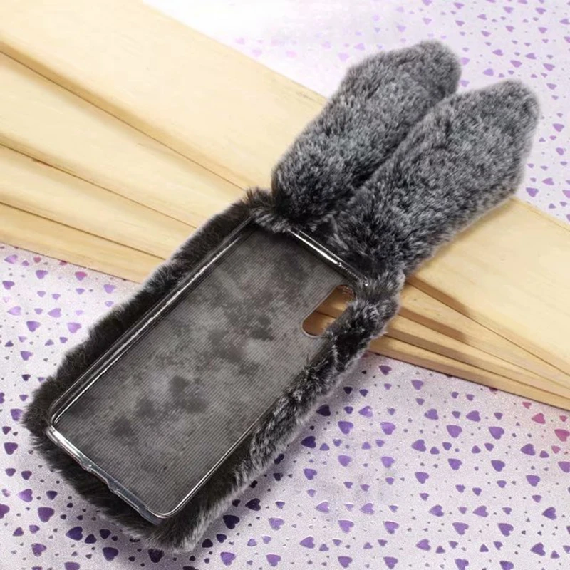 Для huawei P20 чехол с милым Кроликом, с теплым мехом, со стразами, плюшевый чехол с кроликом для Coque huawei P20, силиконовый чехол для телефона