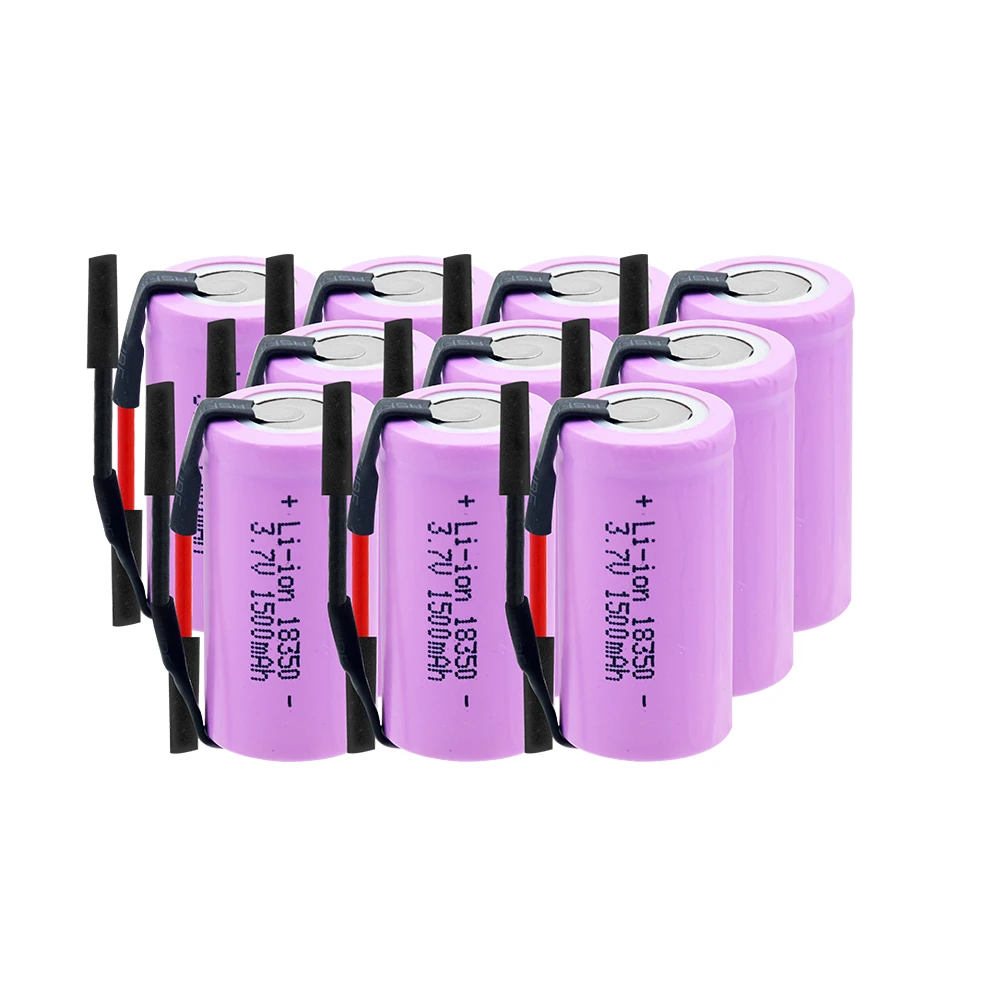 10 Pieces 18350 литий-ионная аккумуляторная батарея 1500mah 3,7 V High Drain 10A для электронных сигарет 18350 Vape литиевые батареи с проводами - Цвет: 10 Pieces