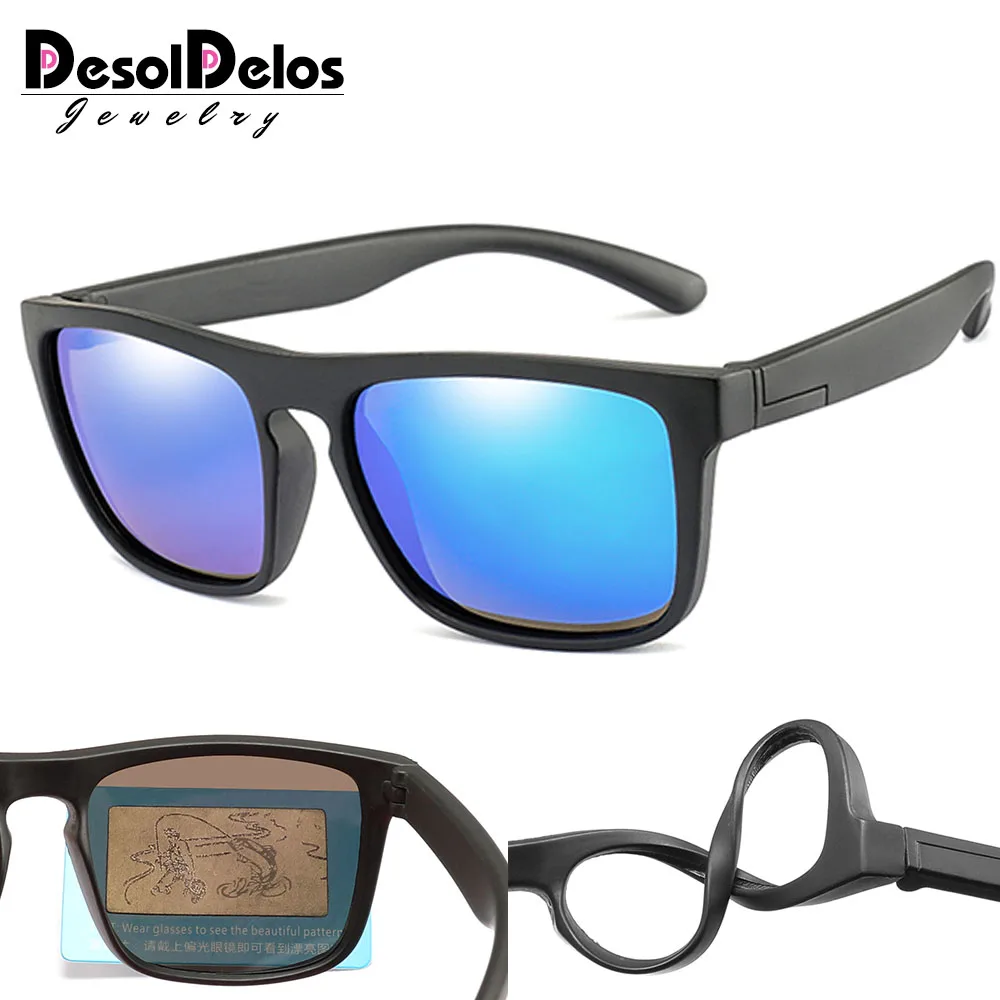 Детские квадратные поляризационные солнцезащитные очки детские безопасные