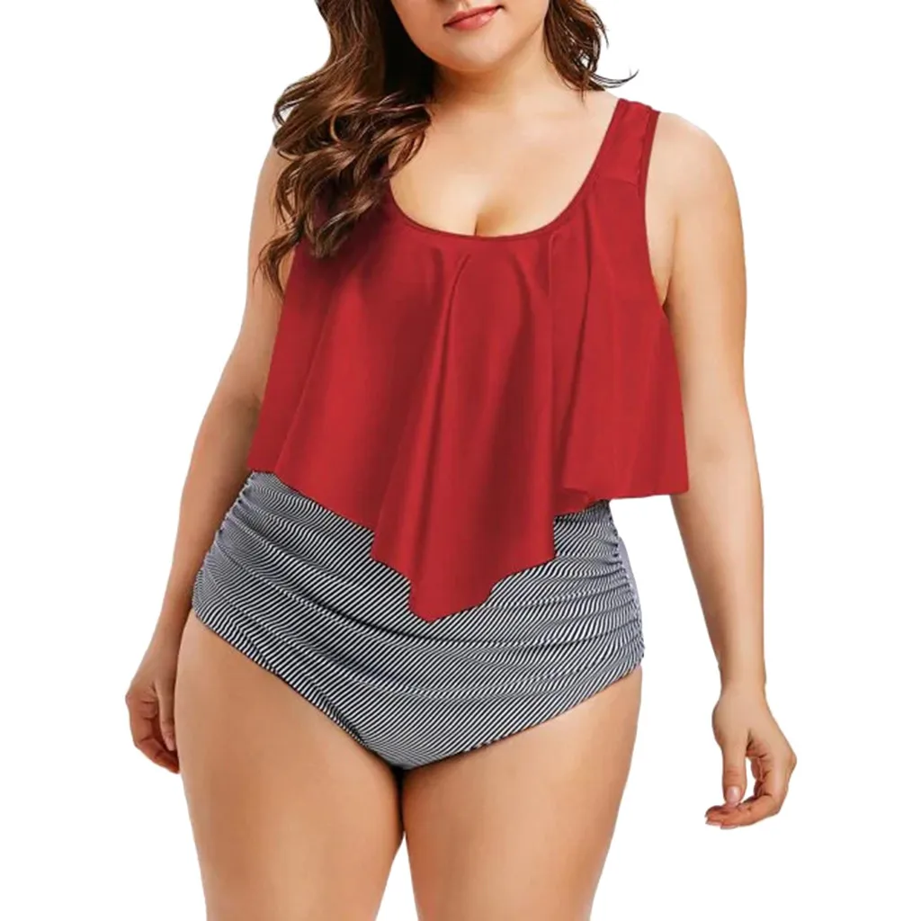 

strój kąpielowy 2019 Two Piece Swimwear Women Plus Size Tankini Swimsuits Solid Tankinis Set Swim Wear maillot de bain femme