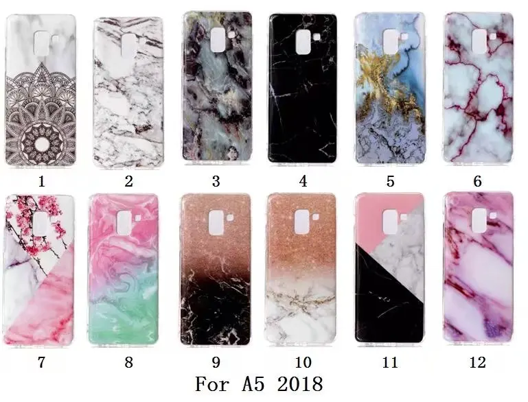 

1pcs/lot free shipping Marble Silicone Soft TPU Cover Case For Samsung A8 2018