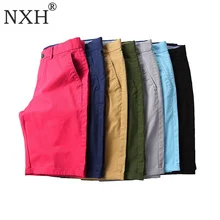 NXH Мужские шорты кэжуал летние короткие штаны Хлопок Slim Fit по колено высокое качество, большие размеры Homme уличная 7 цветов