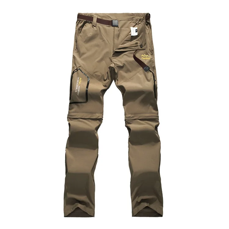 Мужские быстросохнущие брюки-карго, Мужские Съемные дышащие брюки, мужские штаны для походов и походов, тактические мужские и женские Брюки 6XL - Цвет: Men Khaki