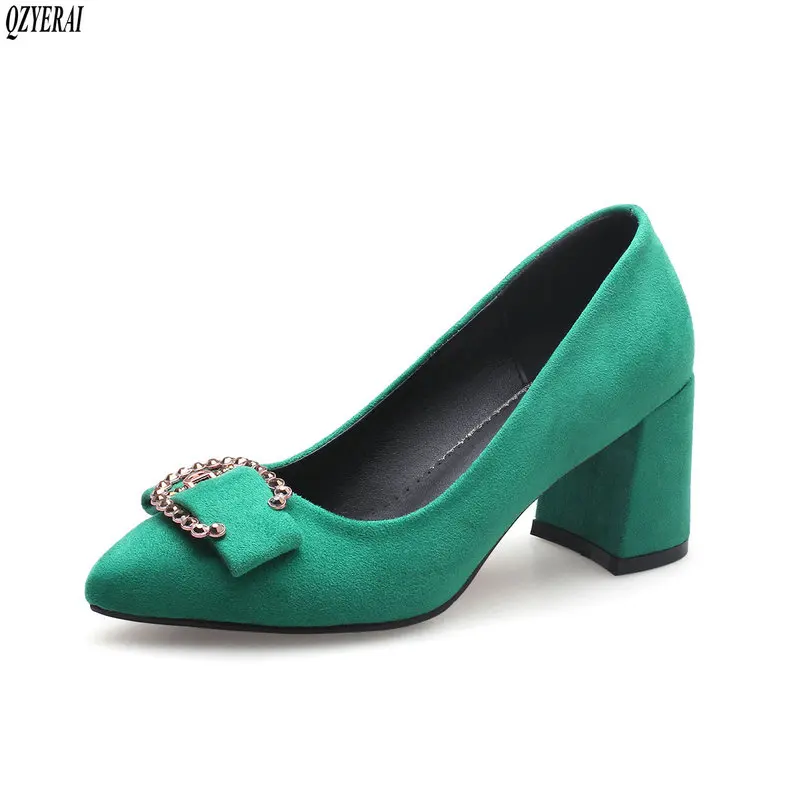 

QZYERAI New women single shoes for spring 2019 chunky heels with pointed toes ankle pumps work shoes sizes 34-43