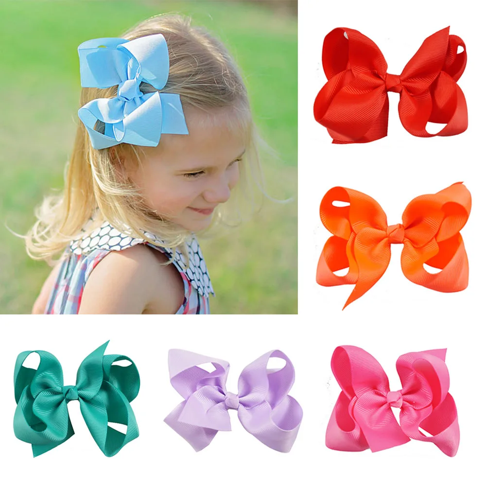 

2Pcs/lot 4" Solid Grosgrain Ribbon Hair Bows for Girls Handmade Bow Hair Clip Kids Hairgrips Hairclip Hair Accessories 30 Colors