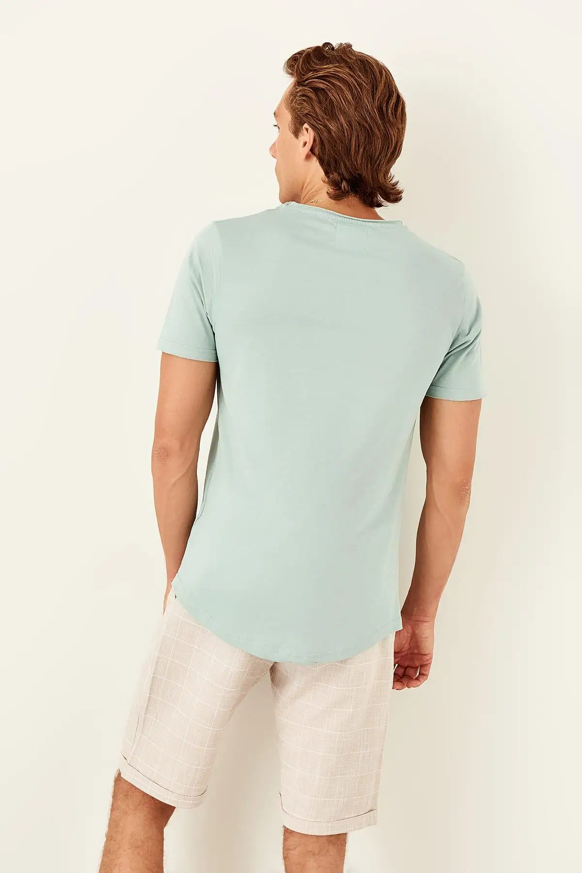 Trendyol мятный мужской короткий рукав Велоспорт шеи Футболка TMNSS19TS0461|Футболки| |