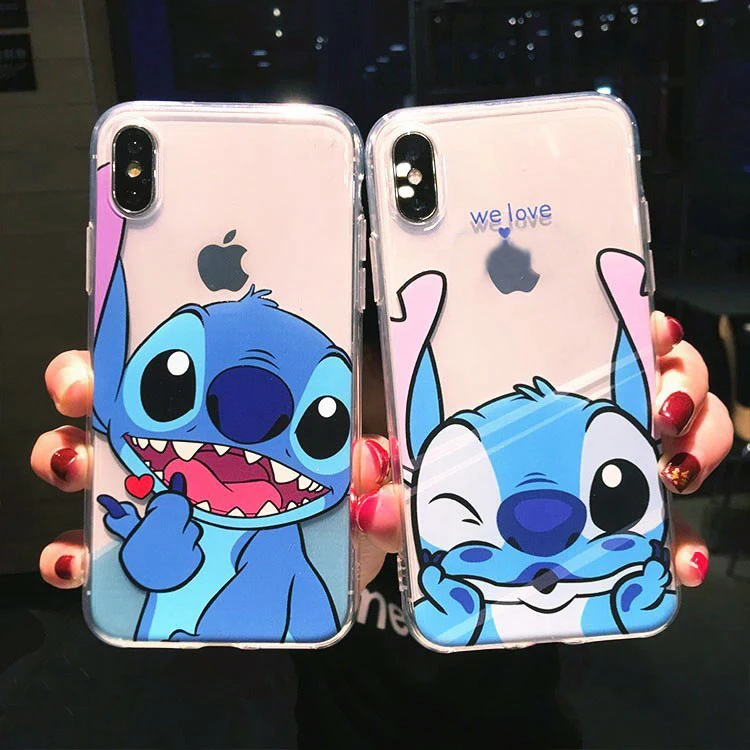 

Minnie Mickey Mouse Daisy Donald Duck Stitch Clear Back Soft TPU Phone Cover Case For iPhone X XS Max XR 6 6S 7 8 Plus