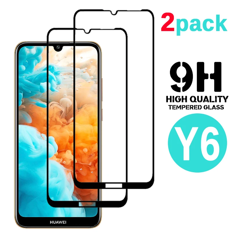 Защитное стекло 9H для Huawei Y6 2019 закаленное с полным покрытием защитная пленка на Y 6