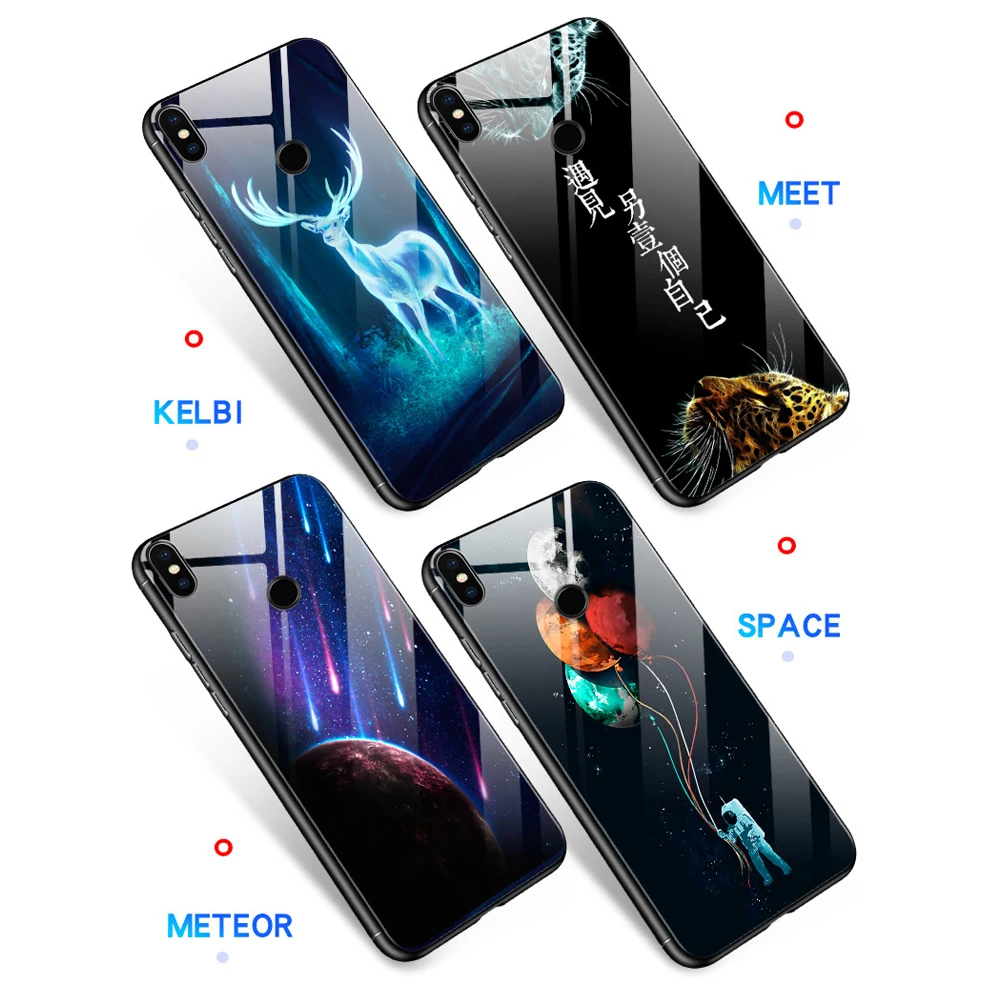 Luminous Starry Glass Case For XiaoMi RedMi Note 5 Pro Tempered Glass Cover For XiaoMi Mi 8 Se 6X RedMi 6 pro 6A 5 Plus Coque (11)