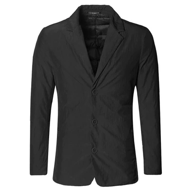 Дизайн, зимний теплый удобный мужской черный повседневный пуховик, мужской брендовый однобортный пиджак в европейском стиле WF907 - Цвет: Black