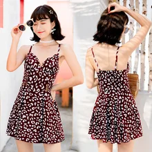 2019 Summer Women Printed New Hot Spring Swim Suit Dress One Piece Skirted Bathing Suits Swimwear 2019 Summer Women Printed New Hot Spring Swim Suit Dress One Piece Skirted Bathing Suits Swimwear