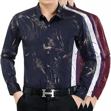 2016 men’s Shirt Mens Business iron shirt middle-aged man bronzing printing shirt