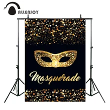 

Allenjoy photography backdrop Mardi Gras golden carnival golden sand black party new background photocall customize printed