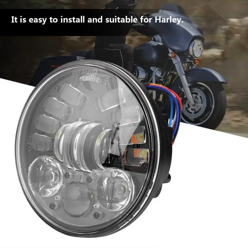 

10-32V 5.75 inch High Low Beam Headlight Lamps Kit with Ring for Harley Waterproof LED Headlights