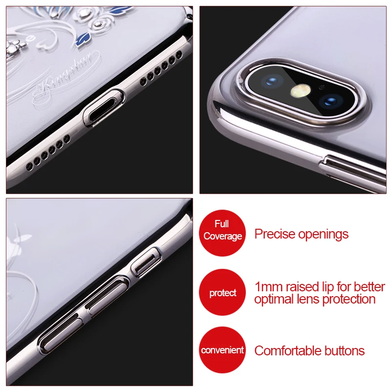 KINGXBAR чехол для iPhone X 7 8 плюс крышка кристаллами от Swarovski горный хрусталь Plus