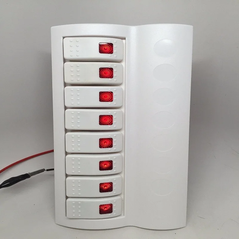

12-24V MARINE BOAT WATERPROOF WHITE SWITCH PANEL 8 GANG BLUE LED ROCKER CIRCUIT BREAKER