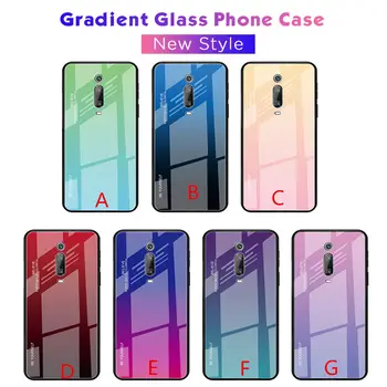 

50pcs/lot Gradient Painted Tempered Glass Back Protector Phone Cover Case For Xiaomi Redmi K20 / K20 Pro
