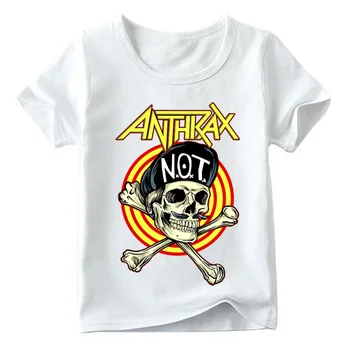 

2019 Boys and Girls Rock Metal Anthrax Music Band Print Tshirt Kids Summer Short Sleeve White Tops Children Cool T-shirt,HKP981