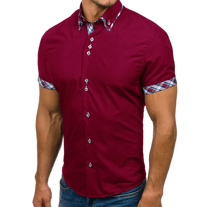 SHUJIN 2018 летняя модная мужская рубашка Slim Fit Мужская рубашка с коротким рукавом мужская клетчатая брендовая Повседневная рубашка социальный