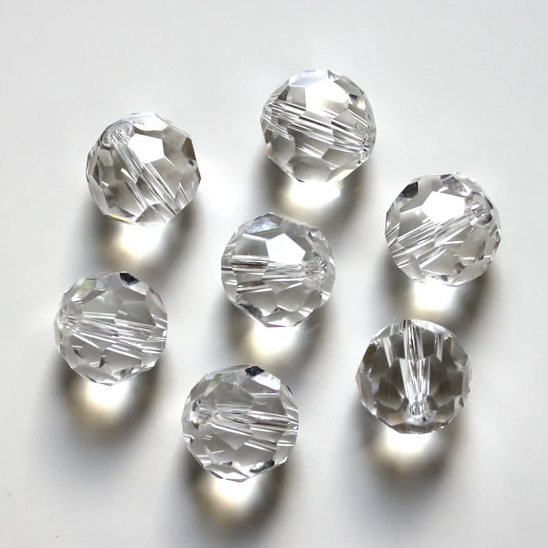 

StreBelle AAA 50pcs Clear Color Faceted Glass Crystal Big Round Loose Beads 12mm For DIY Jewelry Making bracelet necklace