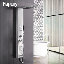 Fapully Rainfall Shower Panel Rain Brushed Nickel With Body Massage System Faucet with Jets Stainless Steel Hand Shower Set Fapully Rainfall Shower Panel Rain Brushed Nickel With Body Massage System Faucet with Jets Stainless Steel Hand Shower Set