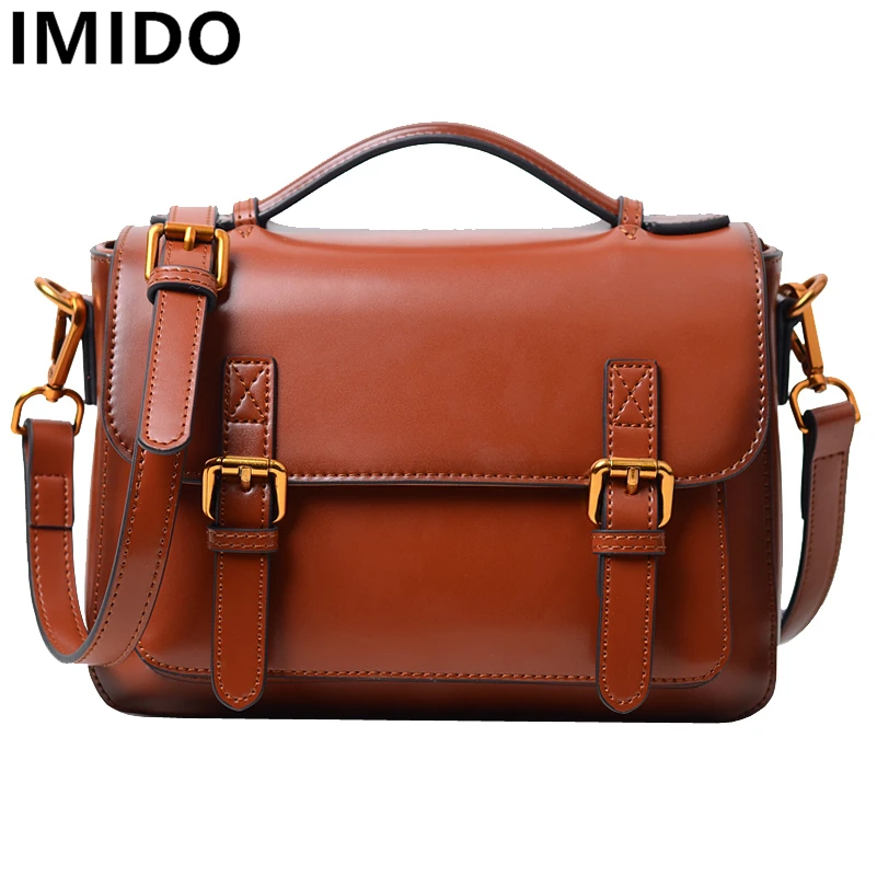 

IMIDO High Quality New Envelop Women Bags Cow Split Leather Women Messenger Bags Solid Color Vintage Shoulder Crossbody Bag