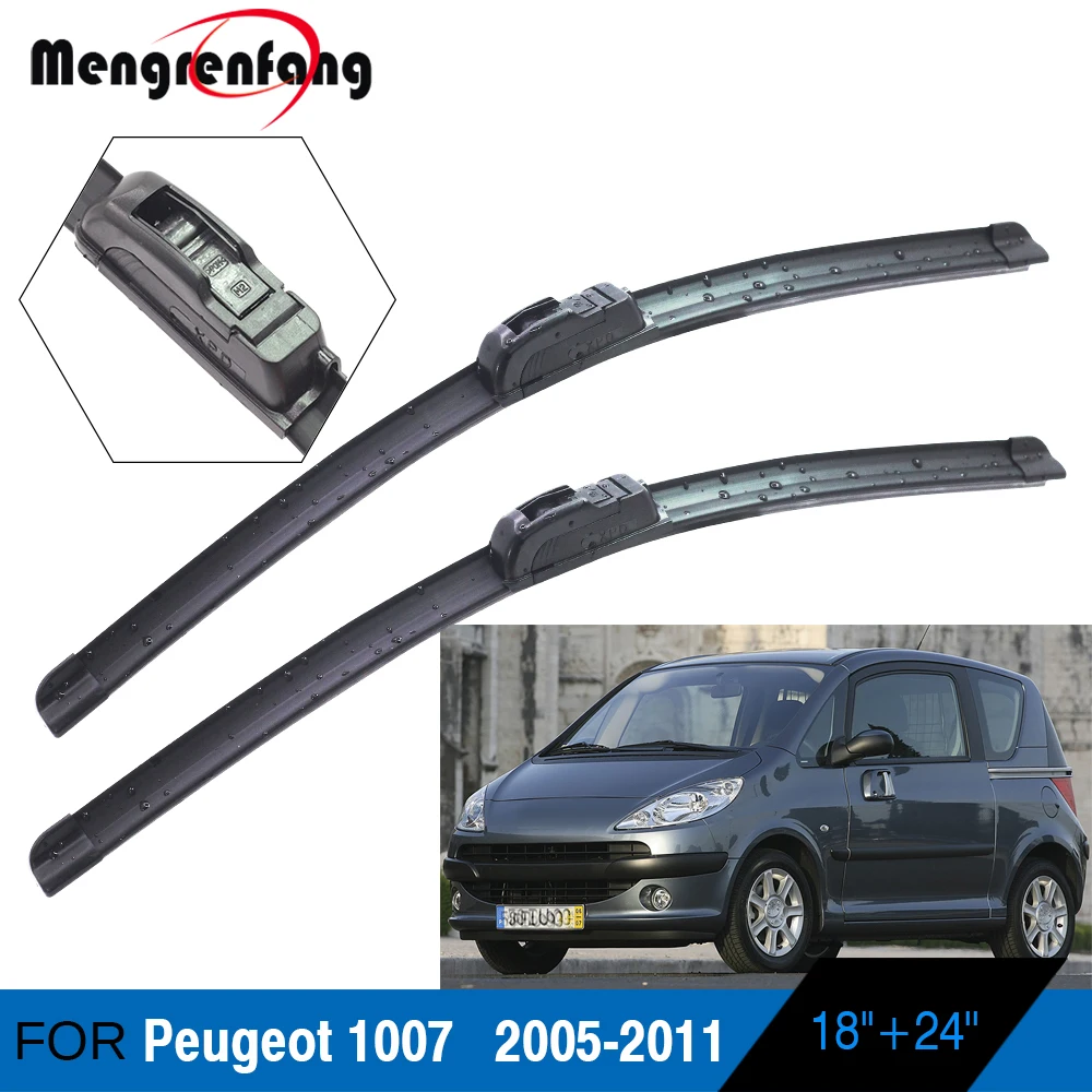 For Peugeot 1007 Car Front Windscreen Wiper Blades Soft Rubber Wiper J Hook Arms Accessories 2005 2006 2007 2008 2009 2010 2011