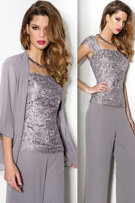 3 piece mother of the bride pant suits