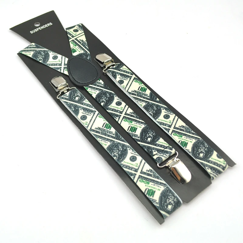 

2.5cm/1inch wide Men Women Unisex"American US Dollar"Pattern Suspender Clip-on Braces Elastic Braces Suspender Y-back Suspenders