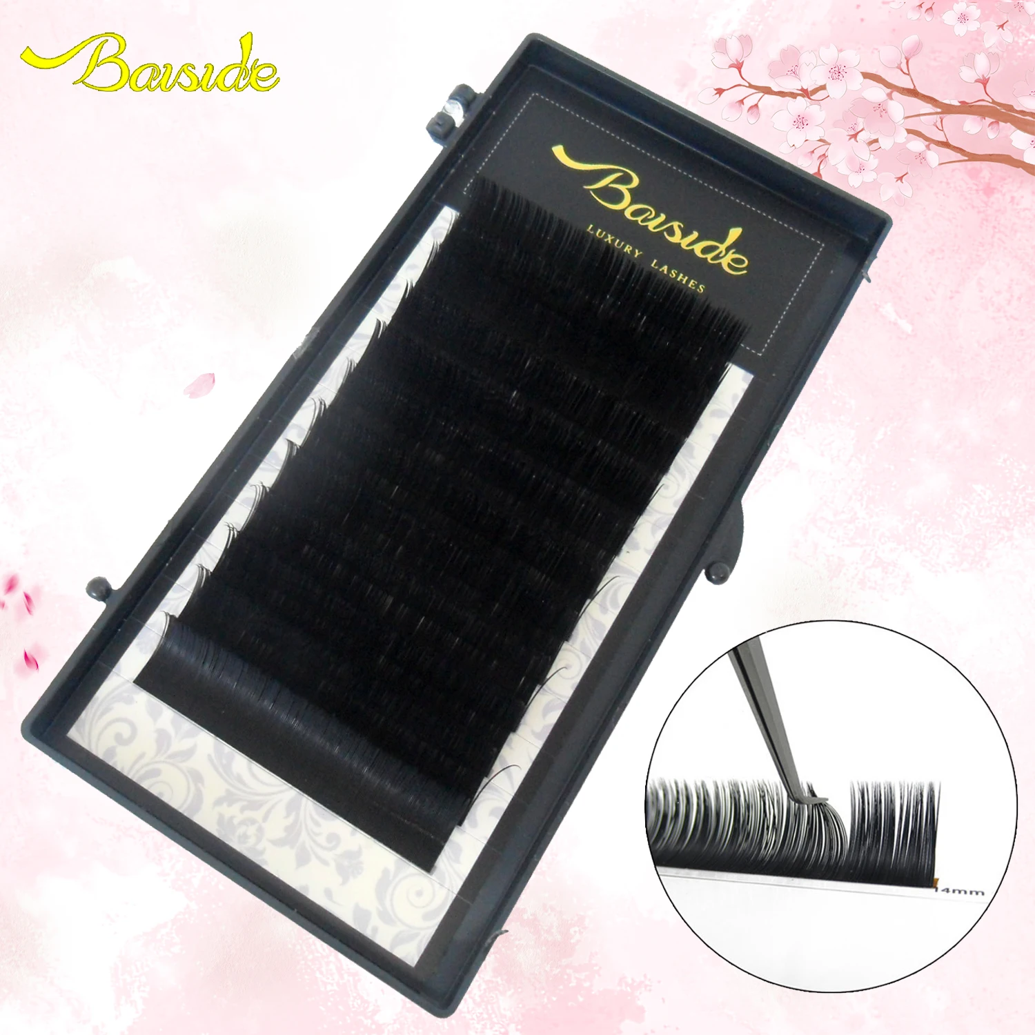 

Baiside high quality 12Rows thickness 0.05 to 0.20 Faux mink eyelashes individual eyelash lashes soft extension