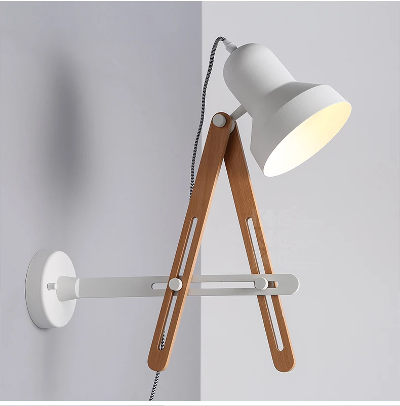 

Nordic Style Contracted Wall Lights Personality Wooden Adjustable Wall Lamp Modern Creative Decoration Led Wall Light