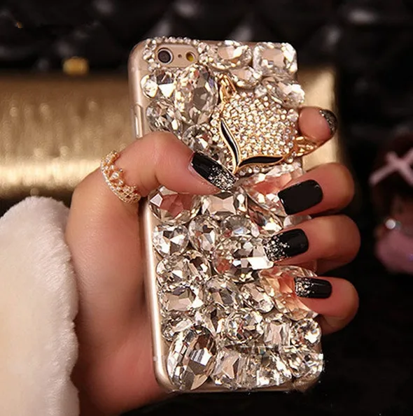 LaMaDiaa Bling Fox Crystal Rhinestone Diamond Case For Iphone 13 12 11 Pro MAX X XS XR 6 6S Plus 7 7Plus 8 8Plus case | Мобильные