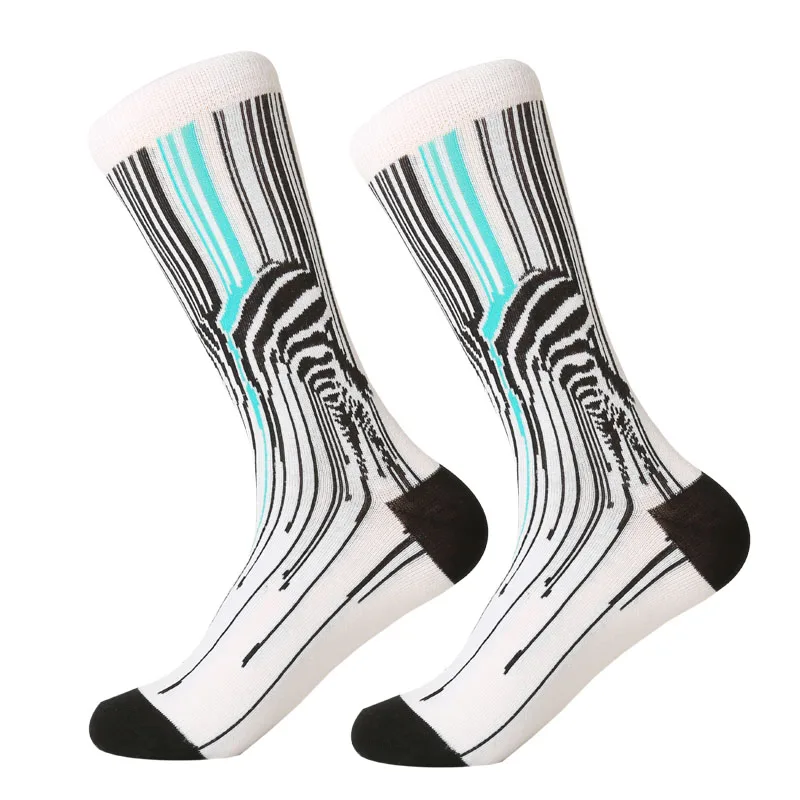 LETSBUY, мужские цветные удобные цветные носки для катания на роликах, для повседневной носки, забавные Свадебные носки, носки с геометрическим рисунком акулы - Цвет: 1472C