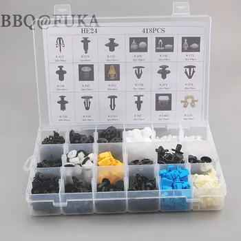 

418Pcs Car Plastic Plug Trim Clip Door Bumper Fender Fastener Pin Rivet Assortment Kit For Honda Isuzu Mazda Toyota Mitsubishi