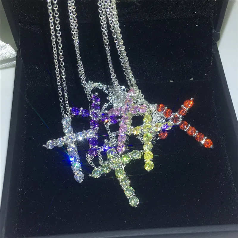 Choucong, 6 цветов, подвески в виде креста, AAAAA, Cz, 925 пробы, серебро, свадебная подвеска с ожерельем для женщин и мужчин, вечерние ювелирные изделия, подарок