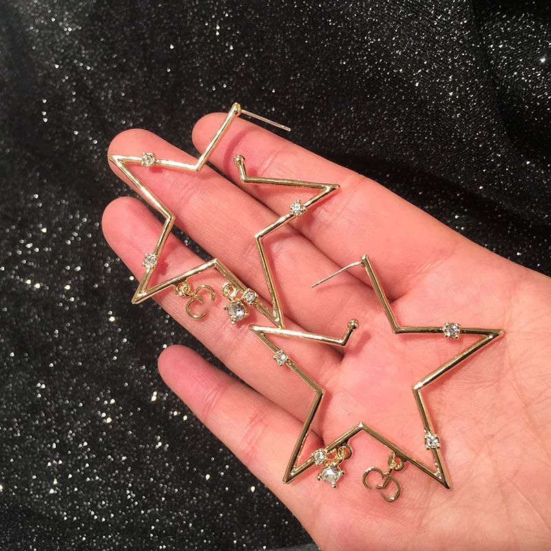 S925 серебряные шпильки серьги AAA Качество Полые пятиконечные украшения в виде звездочек серьги для женщин модные ювелирные изделия