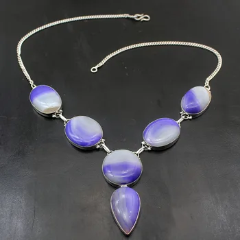 

Hermosa Trendy Natural BotswanaAgate Silver Color Necklace Women Chain Necklace 20 Inch A272